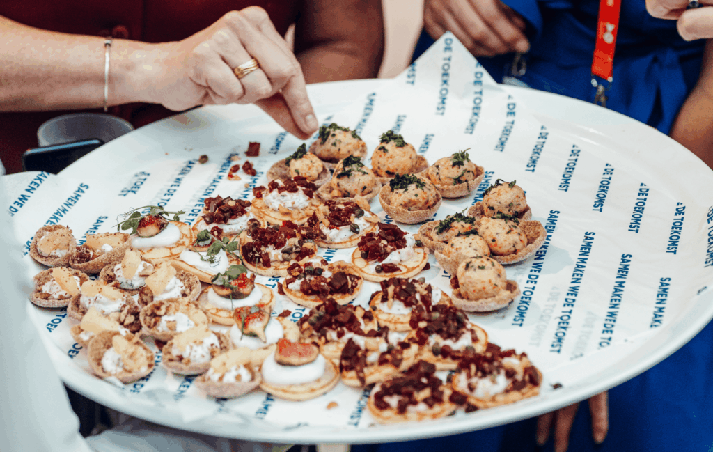 Live partyfood croustades catering vers bereid met luxe vullingen voor evenementen en borrels
