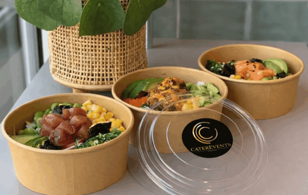 Live foodcorner pokébowls catering met verse vis, rijst en gezonde toppings