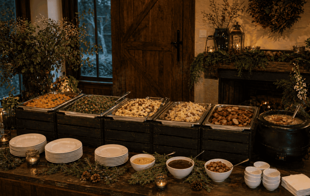 Bourgondisch Brabants buffet herfst/ winter met warme gerechten en luxe catering