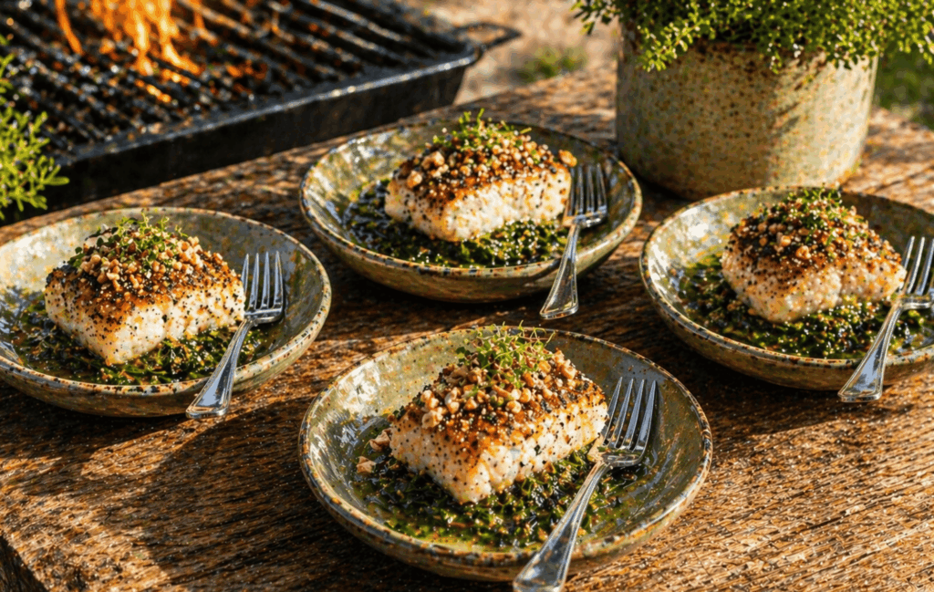 Walking dinner BBQ live cooking gerecht vers bereid op evenement