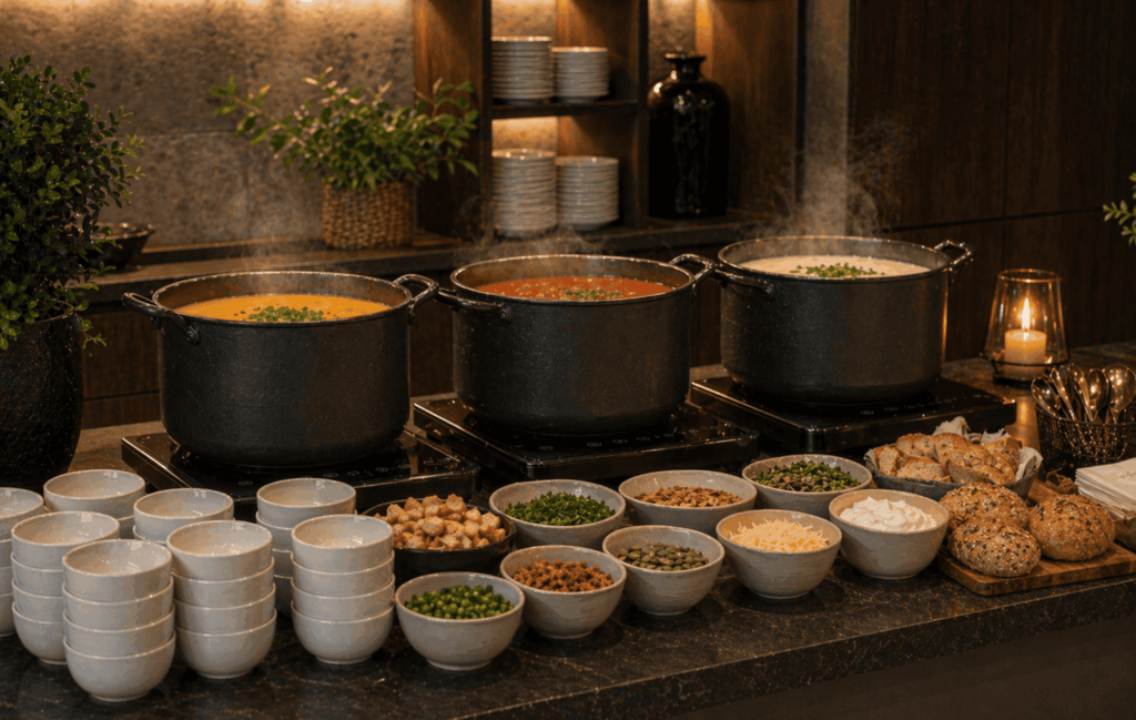 Hollands trots buffet met stamppotten, rookworst en traditionele Nederlandse gerechten catering