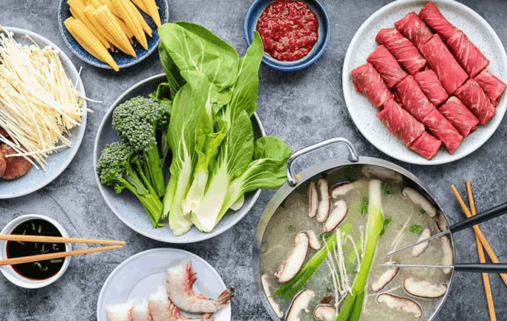 Healthy hotpot live foodcorner van CaterEvents met verse groenten, gezonde ingrediënten en live cooking catering voor bedrijfsfeesten, evenementen, beurzen en luxe bijeenkomsten.